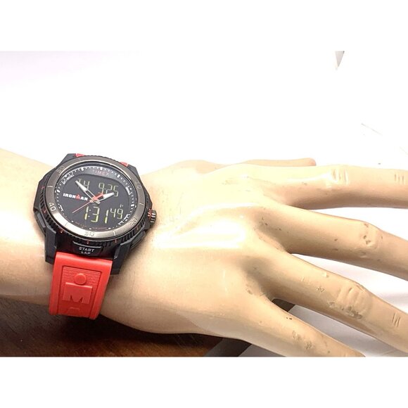Timex Men's Watch TW5M55000 Ironman Quartz Sport Red Black Rubber Band 46mm - Picture 5 of 15